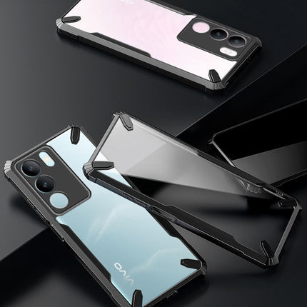 Mobizang Bull Clear Back Cover for Vivo V29 (5G) / Vivo V29 Pro (5G) | [Military Grade Protection] Shock Proof Slim Hybrid Bumper Case (Black)