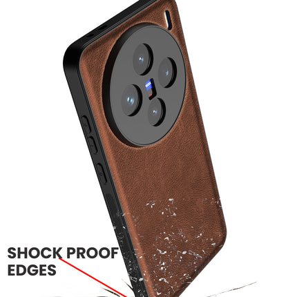Mobizang Tux Leather Back Cover for Vivo X200 (5G) | Slim Shockproof Camera Protection Bumper Case (Brown)