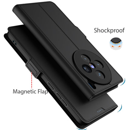 Mobizang Noble Slim Magnetic Leather Flip Case Cover for Vivo X200 (5G) | Card Holder Stand Flip Wallet Case (Black)
