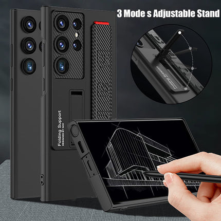 Mobizang Ultra Thin Band + Stand Back Case for Samsung S25 Ultra | Slim Camera Lens Protection Cover with Kickstand (Black)