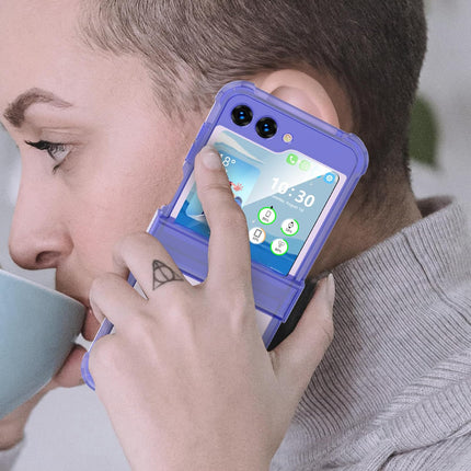 Mobizang Clear Airbag with Hinge Protection Back Case for Samsung Galaxy Flip6 / Z Flip 6 | Transparent Shockproof Slim Hard Protective Cover (Purple)