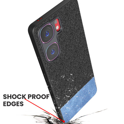 Mobizang Soft Fabric & Leather Hybrid Protective Back Cover for IQOO Neo 9 Pro | Shockproof Slim Hard Anti Slip Back Case (Black,Blue)