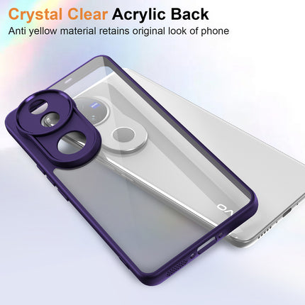 Mobizang Hawkeye Clear Back Cover for Vivo V50 5G | Camera Lens Protector Shockproof Slim Clear Case Cover (Purple Sides)