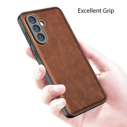 Mobizang Tux Leather Back Cover for Samsung Galaxy A56 | Slim Shockproof Camera Protection Bumper Case (Brown)