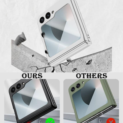 Mobizang Ultra Thin Back Cover for Galaxy Z Flip6 / Z Flip 6 | With [Magnetic Hinge Protection] and Inbuilt Glass Window Protection (Silver)
