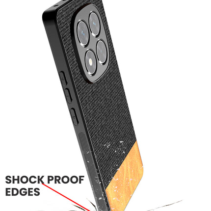 Mobizang Soft Fabric & Leather Hybrid Protective Back Cover for Redmi Note 14 Pro Plus | Shockproof Slim Hard Anti Slip Back Case (Black,Brown)