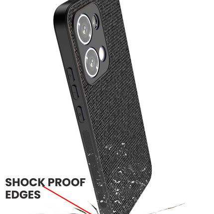 Mobizang Soft Full Fabric Protective Back Case Cover for Oppo Reno 13 5G | Shockproof Slim Hard Anti Slip Back Case (Black)