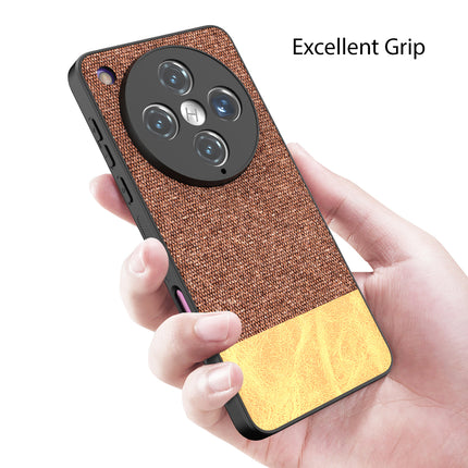 Mobizang Soft Fabric & Leather Hybrid Protective Back Cover for Oppo Find X8 Pro | Shockproof Slim Hard Anti Slip Back Case (Brown)
