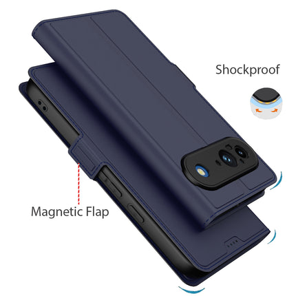 Mobizang Noble Slim Magnetic Leather Flip Case Cover for Google Pixel 9 | Card Holder Stand Flip Wallet Case (Blue)