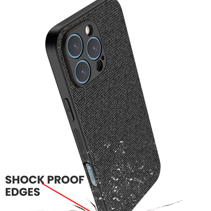 Mobizang Soft Full Fabric Protective Back Case Cover for Apple iPhone 16 Pro Max | Shockproof Slim Hard Anti Slip Back Case (Black)