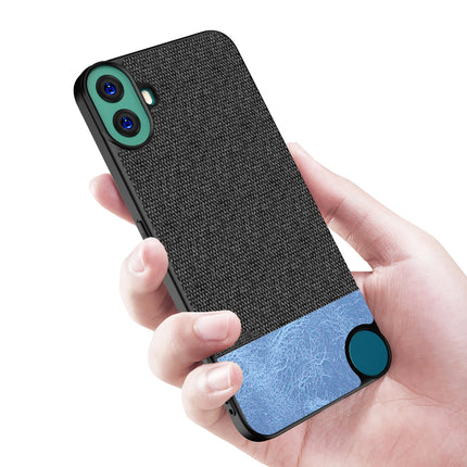 Mobizang Soft Fabric & Leather Hybrid Protective Back Cover for Nothing CMF Phone 1 | Shockproof Slim Hard Anti Slip Back Case (Black,Blue)