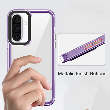 Mobizang Warrior Acrylic Clear Back Cover For Samsung Galaxy A36 | Slim Shockproof [Military Grade Protection] Hybrid Bumper Case (Purple Sides)