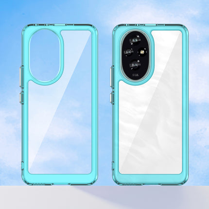 Mobizang Unicorn Acrylic Clear Back Cover For Honor 200 (5G) | Slim Shockproof [Military Grade Protection] Hybrid Bumper Case (Blue Sides)