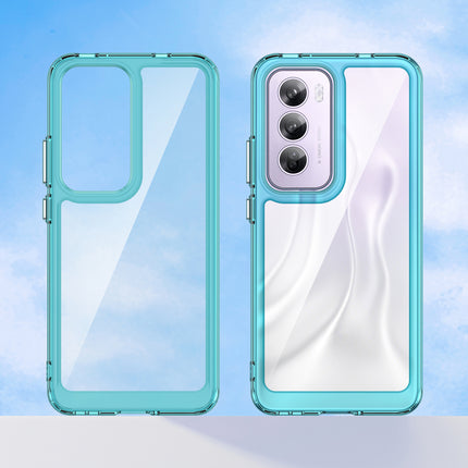 Mobizang Unicorn Acrylic Clear Back Cover For Oppo Reno 12 Pro (5G) | Slim Shockproof [Military Grade Protection] Hybrid Bumper Case (Blue Sides)