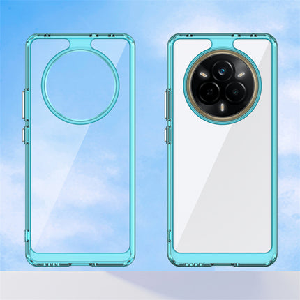 Mobizang Unicorn Acrylic Clear Back Cover For Realme 14 Pro 5G | Slim Shockproof [Military Grade Protection] Hybrid Bumper Case (Blue Sides)