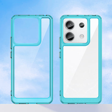 Mobizang Unicorn Acrylic Clear Back Cover For Redmi Note 13 Pro (5G) | Slim Shockproof [Military Grade Protection] Hybrid Bumper Case (Blue Sides)