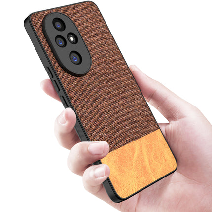 Mobizang Soft Fabric & Leather Hybrid Protective Back Cover for Honor 200 Pro (5G) | Shockproof Slim Hard Anti Slip Back Case (Brown)