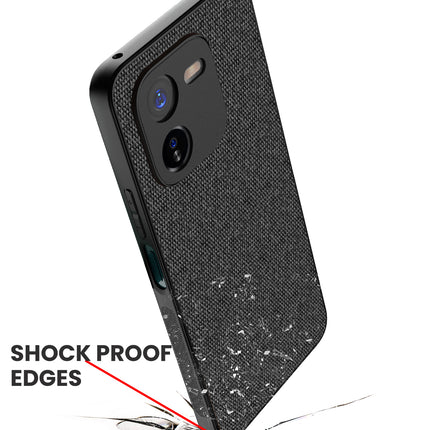 Mobizang Soft Full Fabric Protective Back Case Cover for IQOO Z9X | Shockproof Slim Hard Anti Slip Back Case (Black)