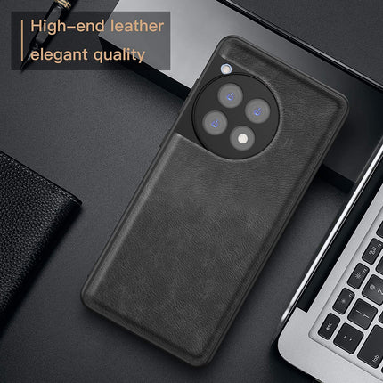 Kapa Tux Leather Back Cover for Oneplus 12R | Slim Shockproof Camera Protection Bumper Case (Black)