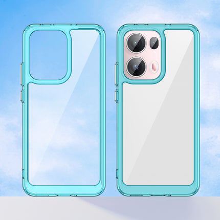 Mobizang Unicorn Acrylic Clear Back Cover For Oppo Reno 13 Pro 5G | Slim Shockproof [Military Grade Protection] Hybrid Bumper Case (Blue Sides)
