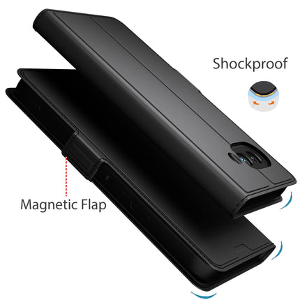 Mobizang Noble Slim Magnetic Leather Flip Case Cover for Google Pixel 9A | Card Holder Stand Flip Wallet Case (Black)