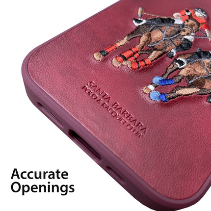 Mobizang Santa Barbara Polo Jockey Series Luxury Leather Back Case Cover for Apple iPhone 13 PRO (Red)