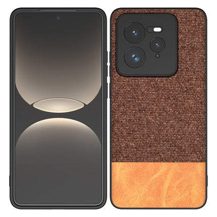 Mobizang Soft Fabric & Leather Hybrid Protective Back Cover for Realme GT 7 PRO | Shockproof Slim Hard Anti Slip Back Case (Brown)