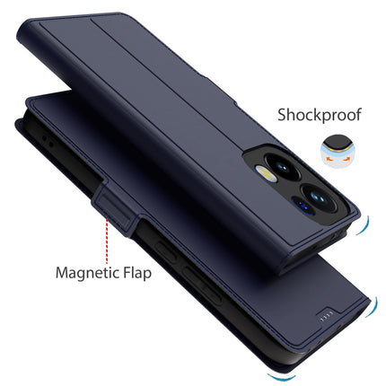 Mobizang Noble Slim Magnetic Leather Flip Case Cover for Oppo Reno 13 Pro | Card Holder Stand Flip Wallet Case (Blue)