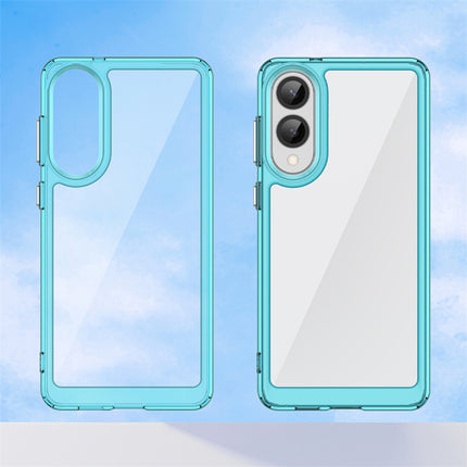 Mobizang Unicorn Acrylic Clear Back Cover For Samsung Galaxy S25 Edge | Slim Shockproof [Military Grade Protection] Hybrid Bumper Case (Blue Sides)