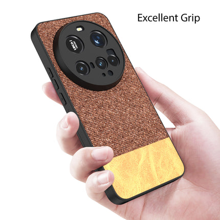 Mobizang Soft Fabric & Leather Hybrid Protective Back Cover for Xiaomi 15 Ultra | Shockproof Slim Hard Anti Slip Back Case (Brown)