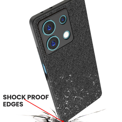 Mobizang Soft Full Fabric Protective Back Case Cover for Redmi Note 13 (5G) | Shockproof Slim Hard Anti Slip Back Case (Black)