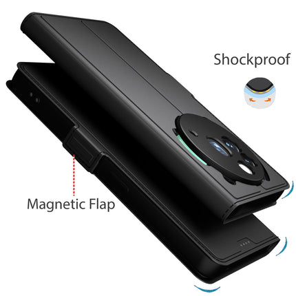 Mobizang Noble Slim Magnetic Leather Flip Case Cover for Nothing Phone 3A Pro | Card Holder Stand Flip Wallet Case (Black)