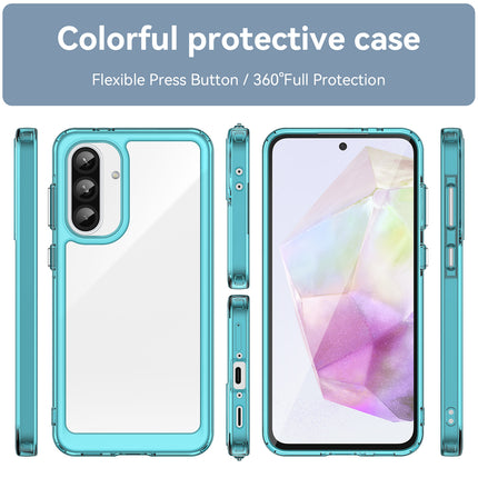 Mobizang Unicorn Acrylic Clear Back Cover For Samsung Galaxy A56 | Slim Shockproof [Military Grade Protection] Hybrid Bumper Case (Blue Sides)