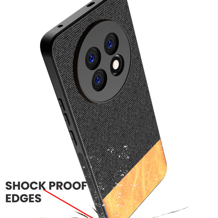 Mobizang Soft Fabric & Leather Hybrid Protective Back Cover for Realme 13 PRO / 13 PRO PLUS | Shockproof Slim Hard Anti Slip Back Case (Black,Brown)