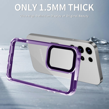 Mobizang Warrior Acrylic Clear Back Cover For Samsung Galaxy S25 Ultra | Slim Shockproof [Military Grade Protection] Hybrid Bumper Case (Purple Sides)