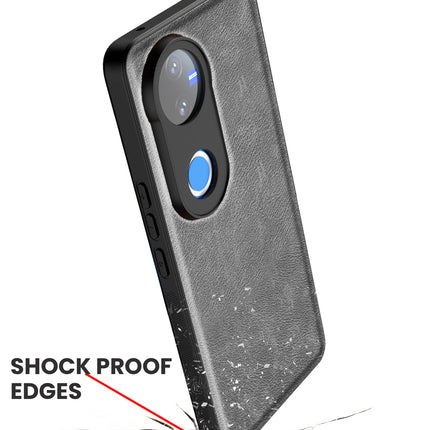 Mobizang Tux Leather Back Cover for Vivo V50 5G | Slim Shockproof Camera Protection Bumper Case (Grey)