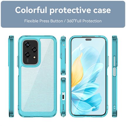 Mobizang Unicorn Acrylic Clear Back Cover For Honor 200 Lite (5G) | Slim Shockproof [Military Grade Protection] Hybrid Bumper Case (Blue Sides)