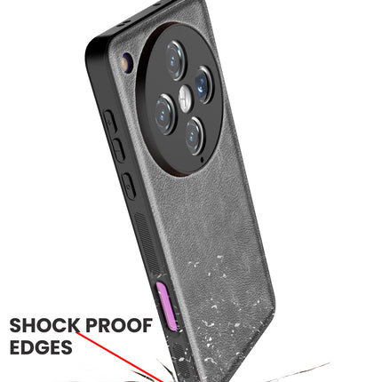 Mobizang Tux Leather Back Cover for Oppo Find X8 Pro | Slim Shockproof Camera Protection Bumper Case (Grey)