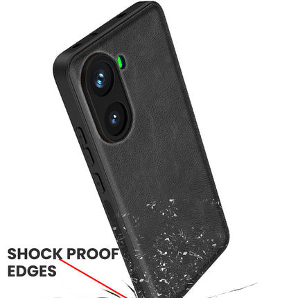 Mobizang Tux Leather Back Cover for Poco X7 Pro 5G | Slim Shockproof Camera Protection Bumper Case (Black)