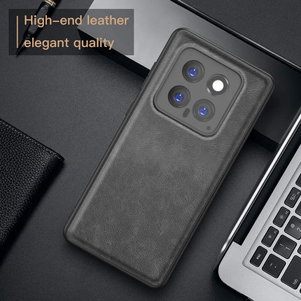 Mobizang Tux Leather Back Cover for Xiaomi 14 (5G) | Slim Shockproof Camera Protection Bumper Case (Grey)