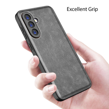 Mobizang Tux Leather Back Cover for Samsung Galaxy A36 | Slim Shockproof Camera Protection Bumper Case (Grey)