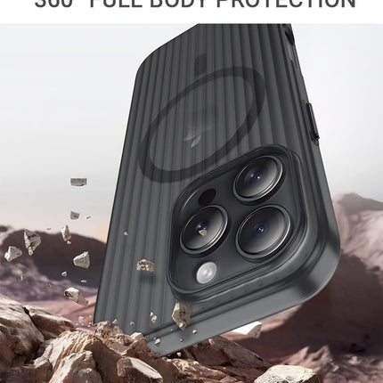 Mobizang Matte Magnetic Wave Grip Back Cover for Apple iPhone 16 Pro | [MagSafe Compatible] Wireless charging, Slim, Metal Buttons, Frosted Back Case (Grey)