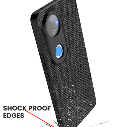 Mobizang Soft Full Fabric Protective Back Case Cover for Vivo V50 5G | Shockproof Slim Hard Anti Slip Back Case (Black)