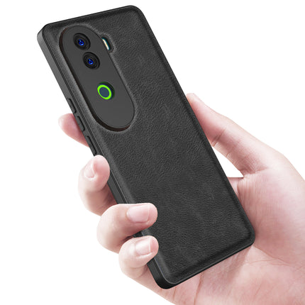 Mobizang Tux Leather Back Cover for Vivo V40E / iQOO Z9S | Slim Shockproof Camera Protection Bumper Case (Black)