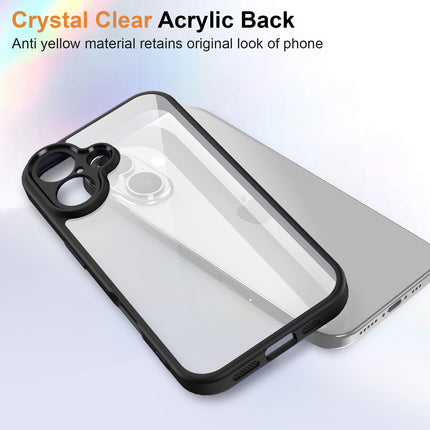 Mobizang Hawkeye Clear Back Cover for Apple iPhone 16 Plus | Camera Lens Protector Shockproof Slim Clear Case Cover (Black Sides)