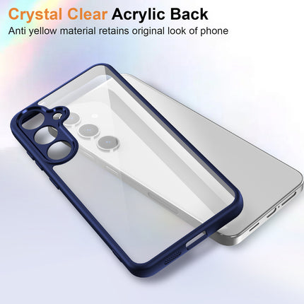 Mobizang Hawkeye Clear Back Cover for Samsung Galaxy S25 | Camera Lens Protector Shockproof Slim Clear Case Cover (Blue Sides)