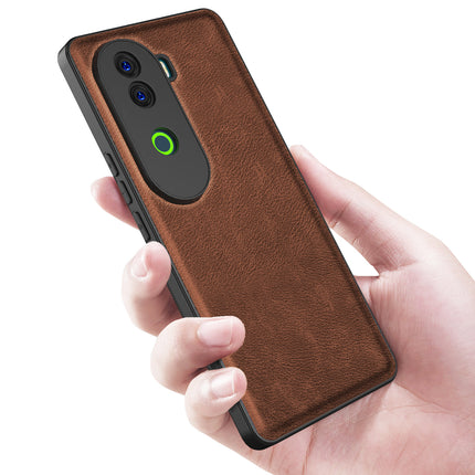 Mobizang Tux Leather Back Cover for Vivo V40E / iQOO Z9S | Slim Shockproof Camera Protection Bumper Case (Brown)