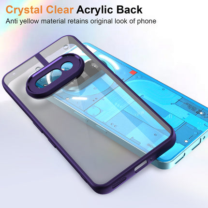 Mobizang Hawkeye Clear Back Cover for Nothing Phone 3A 5G | Camera Lens Protector Shockproof Slim Clear Case Cover (Purple Sides)