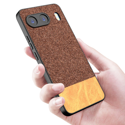 Mobizang Soft Fabric & Leather Hybrid Protective Back Cover for OnePlus Nord 4 | Shockproof Slim Hard Anti Slip Back Case (Brown)