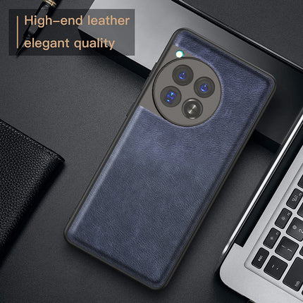 Kapa Tux Leather Back Cover for Oneplus 12 | Slim Shockproof Camera Protection Bumper Case (Blue)